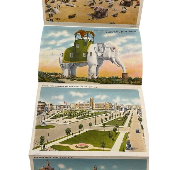 Vtg Souvenir Folder Atlantic City Photos 18 Two Sided Color Scenes 1940's Art - Picture 11 of 13